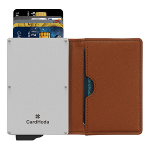 PU Anti-Theft Open Business Credit Card Holder <b>Wallet</b> Nylon Lining Short Length Pop-Up Design <b>RFID</b> Blocking Large Capacity - Product Image 1