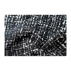 Tissu Tweed Fantaisie Coréen Haut de Gamme Noir-Blanc avec Texture Métallique Texturée, Tissage Personnalisé OEM & ODM - Product Image 3