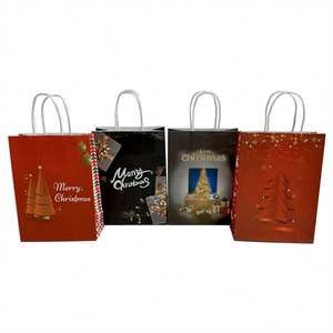 KUAIMA Christmas Portable Kraft Paper <b>Bag</b> Merry Christmas Decoration Supplies Christmas Series Xmas Party <b>Gift</b> <b>Bags</b> Tote <b>Bags</b> - Product Image 1