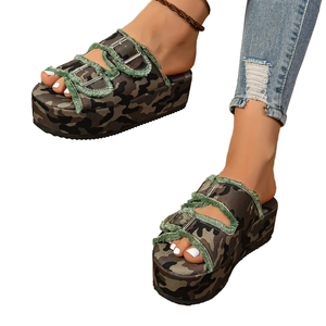 Sandalias de mujer, zapatillas de cuña informales cómodas y transpirables, zapatillas de playa para mujer, suela gruesa, zapatos de gran tamaño - Product Image 2