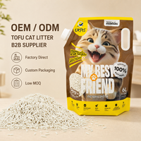 Litière pour chat en tofu naturel de haute qualité, écologique, biodégradable, à base de soja, premium, sans poussière, agglomérante, offre OEM