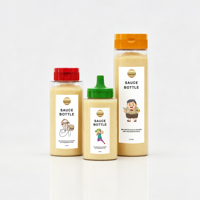 Bouteille en plastique PET transparente durable de 250 ml avec bouchon à clapet, impression sérigraphique et gaufrage pour distributeur de sauce salade