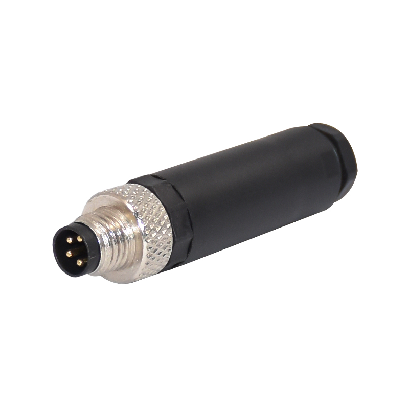 Straight Plastic M8 Waterproof Connector TPU DIN Male M8 Assembly Plug