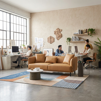 Canapé de bureau sectionnel moderne en cuir véritable en forme de L, canapé d'angle minimaliste avec chaise longue pour hall d'entrée ou salon