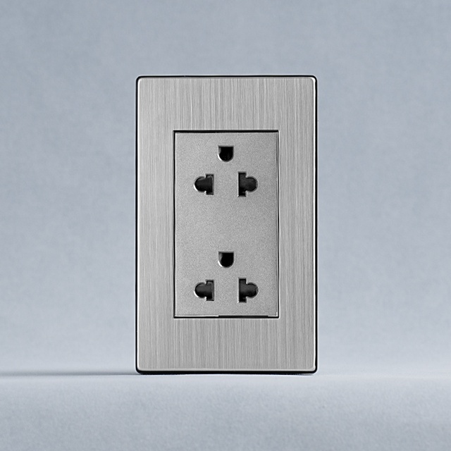 15A Max Rated Current Universal Electric Power Outlet Stainless Steel Wall Socket 118 Type American Standard Plugs & Sockets