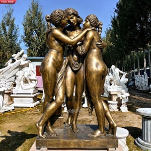 YOUFINE Escultura de Bronce de Tres Chicas, Estatua Clásica de Figura Femenina para Decoración de Jardín o Parque al Aire Libre - Product Image 5