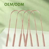 Nettoyeur et gratte-langue en cuivre pur en forme de U, avec impression laser, en acier inoxydable durable, pour usage domestique, OEM ODM