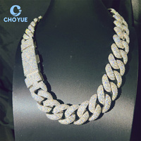 Chaîne cubaine 23MM en argent sterling 925, entièrement sertie de moissanite VVS, style hip-hop, collier tendance