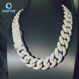 23MM Iced Out VVS Moissanite Diamond Cuban Link Chain Buss <b>Down</b> Hip Hop 925 Sterling Silver Hip Hop Style Trend Jewelry Necklace - Product Image 1