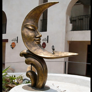 Escultura <span class=keywords><strong>de</strong></span> Arte Metálico, Escultura <span class=keywords><strong>de</strong></span> Bronce Fundido a Mano, Escultura <span class=keywords><strong>de</strong></span> Bronce con Forma <span class=keywords><strong>de</strong></span> <span class=keywords><strong>Luna</strong></span>, Arte Abstracto Moderno en 3D, Decoración - Product Image 1