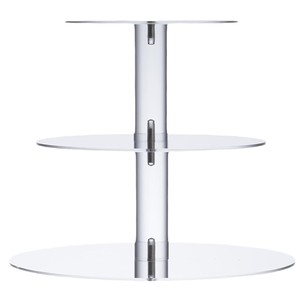 Acrylic 3-Tier <strong>Rotating</strong> <strong>Cake</strong> <strong>Stand</strong> with Clear Shelves for Wedding and Birthday Dessert Display and Birthday Centerpiece - Product Image 3