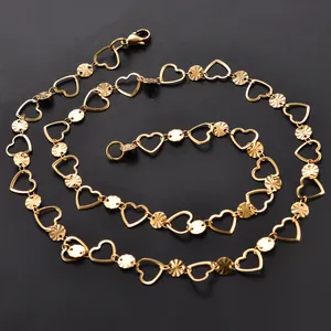 Collane da donna con catene a maglie a <span class=keywords><strong>cuore</strong></span> cavo piatto con incisione a <span class=keywords><strong>cuore</strong></span>, in acciaio inossidabile, gioielli alla moda all'ingrosso, non sbiadiscono - Product Image 3