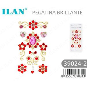 Adesivi con Strass Lucidi ILAN 39024-2, Fiori e Cuori Decorativi per Nail Art - Product Image 1