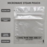 Emballage souple personnalisé pour cuisson vapeur au micro-ondes, sachet plat, emballage alimentaire pour micro-ondes, usine OEM, vente en gros, marque