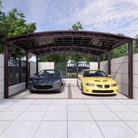 Abri de voiture en aluminium thermolaqué avec toit en polycarbonate, imperméable, pour villa, jardin, abri de stationnement double pour voitures