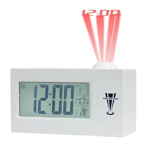 EMAF Voice Control Projection Large LED Digital Alarm Clock Loud World Time Dual Alarm Clock for Heavy Sleeper Kid Elderly