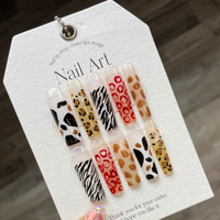 Uñas postizas largas tipo ataúd al por mayor, pintadas a mano con flores azules, uñas artificiales, suministros de uñas con etiqueta privada personalizada