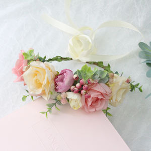 Guirlande de tête de fleur de demoiselle d'honneur, vente en gros, feuille verte artificielle en rotin, corolla - Product Image 3