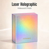 Boîte cadeau magnétique pliable sur mesure OEM, format plat, 200x180x80mm, argent holographique, ruban laser, nœud, boîte rigide en papier pour gloss à lèvres