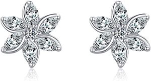 LUOTEEM Pendientes de Moissanita Modernos para Mujer, Diseño Floral de Verano, Engaste de Plata con Baño de Rodio, Venta al por Mayor - Product Image 3