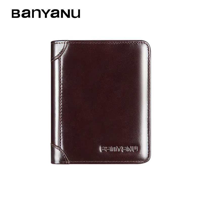 Banyanu — portefeuille en cuir à double pli pour hommes, porte-monnaie classique ultra fin RFID, portefeuille à Clip minimaliste personnalisé