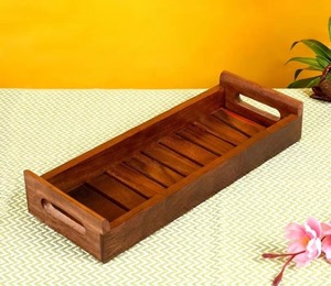 Plateau de service en bois de Sheesham de qualité supérieure avec poignées, durable, fait main, pour servir et décorer, disponible à la vente - Product Image 3