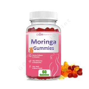 Saç büyüme için kollajen Vegan bitkisel Moringa özü Gummies ile GOH OEM özel etiket Moringa Gummies