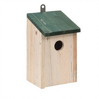 Casetta per Uccelli in Legno con Tetto Verde, Foro d'Ingresso 12 Cm, Cassetta Nido in Pino Naturale da Parete per Piccoli Uccelli, Decorazione per la Casa