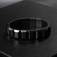 Gelang Batu Hematit Grosir Pria Hitam Terapi Magnet Manik-manik Tali Tunggal Gaya Ins