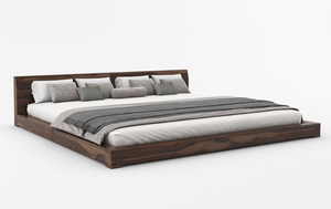 Premium Modern Minimalist King <b>Bed</b> Solid Wood <b>With</b> Low Footboard for Bedroom & Home Furniture Minimalist <b>Bed</b> Modern <b>Bed</b> Te - Product Image 2