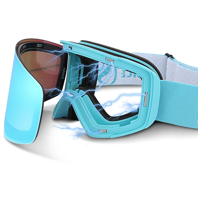 OEM ODM Custom Snowboarding Goggles Magnetic Frame Anti Fog Dual Lens Ski Glasses
