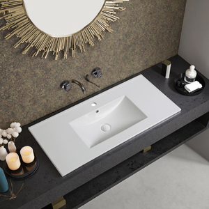 Juego <span class=keywords><strong>de</strong></span> lavabo <span class=keywords><strong>de</strong></span> cerámica rectangular moderno con diseño <span class=keywords><strong>de</strong></span> logotipo personalizado encimera económica con forma <span class=keywords><strong>de</strong></span> lavabo rectangular - Product Image 6