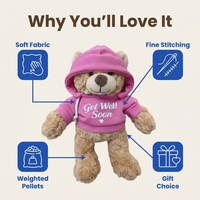 Ours en peluche super doux avec message émotionnel, rembourrage en coton PP, 'Je t'aime, je t'ai manqué, je te souhaite une prompte guérison, je suis désolé', cadeau d'excuse et de confession