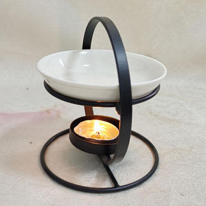 Ywbeyond Noir Irion Cadre Blanc Céramique Poêle À Huile Arôme Parfum Parfumé Photophore Aromathérapie Brûleur À L'huile Essentielle - Product Image 3