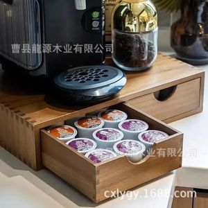 Wooden coffee capsule drawer organizer, coffee machine base, desktop stand, household <b>tea</b> <b>set</b> storage box - Product Image 3