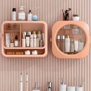 Drill-free Easy Install Bathroom <b>Makeup</b> Holder Waterproof Wall Hanging Cosmetics Organizer Bathing Products Storage <b>Box</b> - Product Image 1