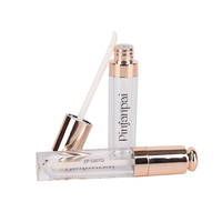 Tube de brillant à lèvres vide de 5 ml, transparent, rond, avec applicateur en or rose, logo personnalisé, emballage cosmétique, marque privée