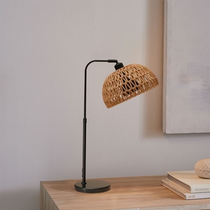Lampadaire Boho Arc avec abat-jour en <span class=keywords><strong>rotin</strong></span>, ampoule 9W et interrupteur au <span class=keywords><strong>pied</strong></span>, lampe de Bohème pour salon, chambre à coucher, bureau - Product Image 5
