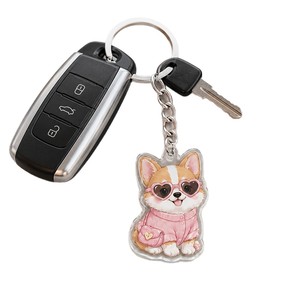 Porte-clés en acrylique motif chiot de dessin animé, pendentif mignon Corgi, <span class=keywords><strong>Spitz</strong></span>, Pug, <span class=keywords><strong>chien</strong></span>, imprimé double face, pour sac, porte-clés animal - Product Image 1