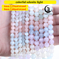 Zhe Ying 6mm 8mm 10mm Runde Naturstein Natur selenit Perlen Kristall Lose Edelstein Stein Runde Selenit Perlen