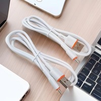 Cable Naranja USB Tipo C Plano, Cable de Datos Micro USB de Carga Rápida para Teléfono, Cable Tipo C para Samsung iPhone 13 Pro Max con Caja