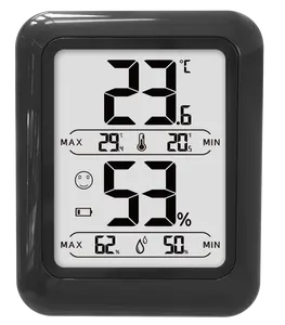 Pt19de termômetros e higrômetros pretos, valores máximos e mínimo, adequados para sala de estar