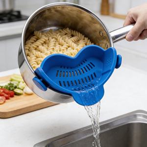 Cesta de drenaje de silicona de grado alimenticio para lavar fideos y verduras, colador doméstico a prueba de fugas - Product Image 5