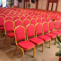 Chaises de mariage de luxe en acier doré, empilables, en métal, pour événements, réceptions, hôtels, location en gros