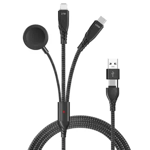 多USB快速充电电缆PD 100W 27w磁性2合3旅行手表充电器电缆适用于iphone 15 14 13适用于iWatch系列