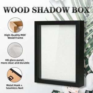 2025 Custom All Black White Walnut MDF Wood 3CM 5CM Deep 8x8 16x16 Inches <b>A3</b> A4 3D Wall Art Picture <b>Frame</b> Shadow <b>Box</b> Photo <b>Frame</b> - Product Image 4