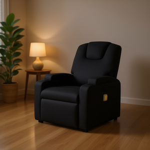 Sillón de Masaje Reclinable de Tela Negra, Masaje Corporal Completo, Comodidad en el Hogar, Enchufe de 110-240v - Product Image 2