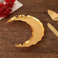 Offre Spéciale plateau croissant doré nourriture gâteau plateau de service assiette musulman Eid Mubarak fête Table décoration ornement lune plateaux alimentaires