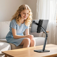 Support de téléphone et tablette pliable portable réglable en hauteur et en angle pour bureau, support de bureau pour iPad, support de téléphone en aluminium
