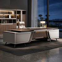 Bureau de direction moderne de luxe en forme de L, table créative pour PDG, mobilier de bureau haut de gamme pour manager, poste de travail avec rangement
